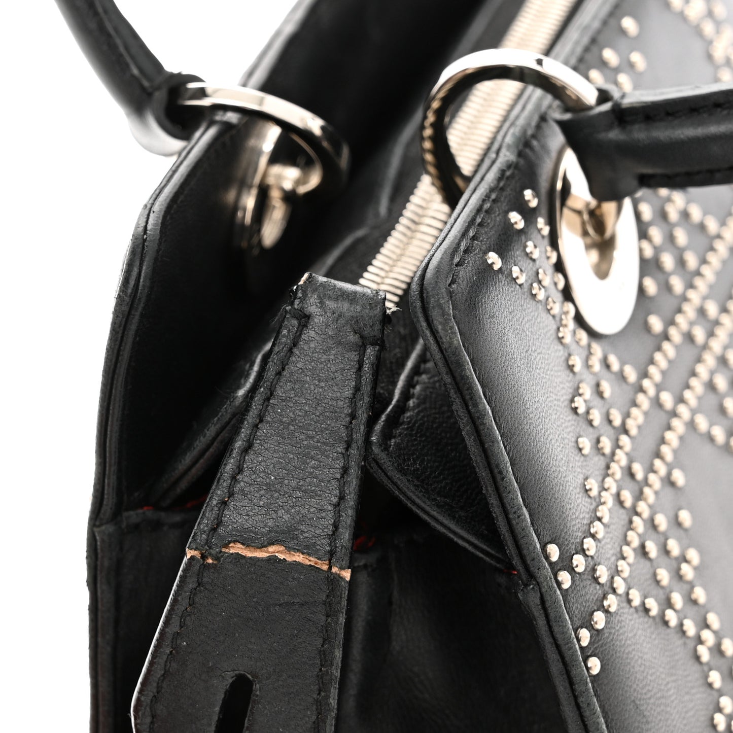 Lambskin Cannage Studded East West Lady Dior Black