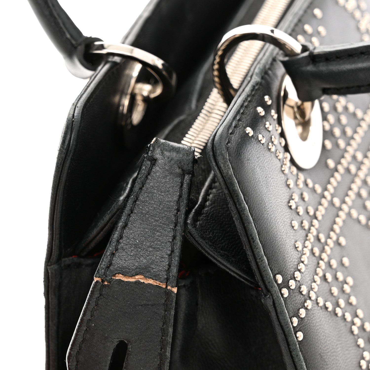 Christian Dior Lambskin Cannage Studded East West Lady Dior Black 13 of 13