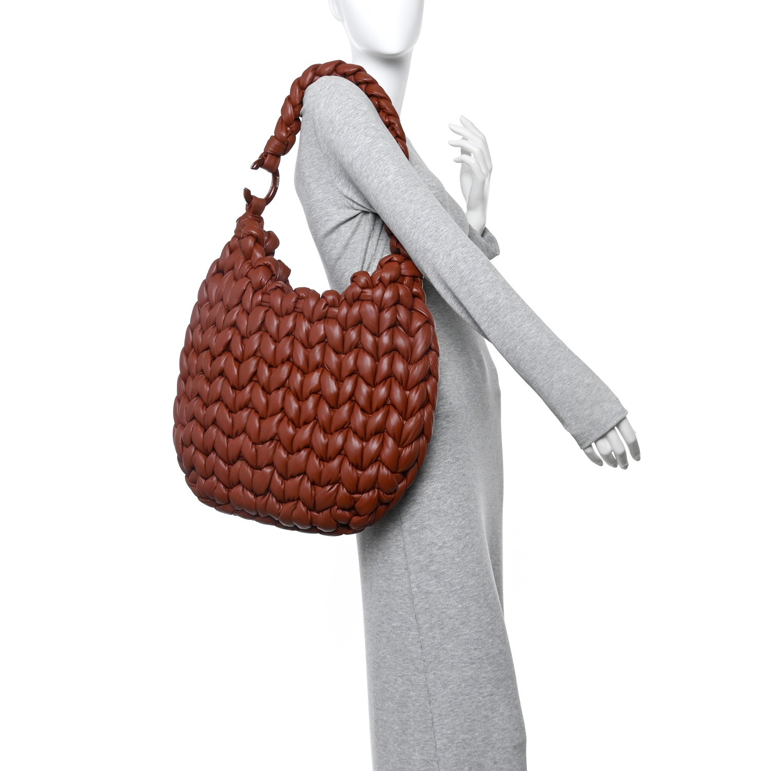 Chloe Lambskin Woven Wooden C Shoulder Bag Sepia Brown 2 of 12