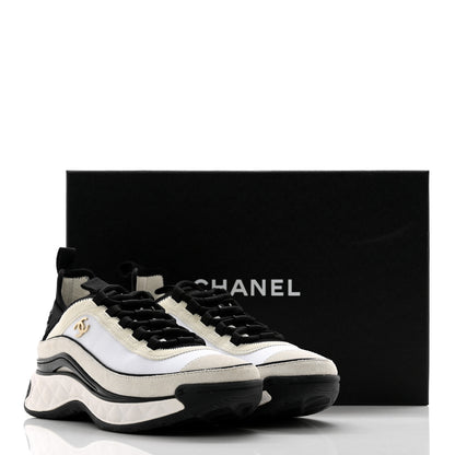 Chanel Fabric Suede Calfskin CC Sneakers 37 White 11 of 11