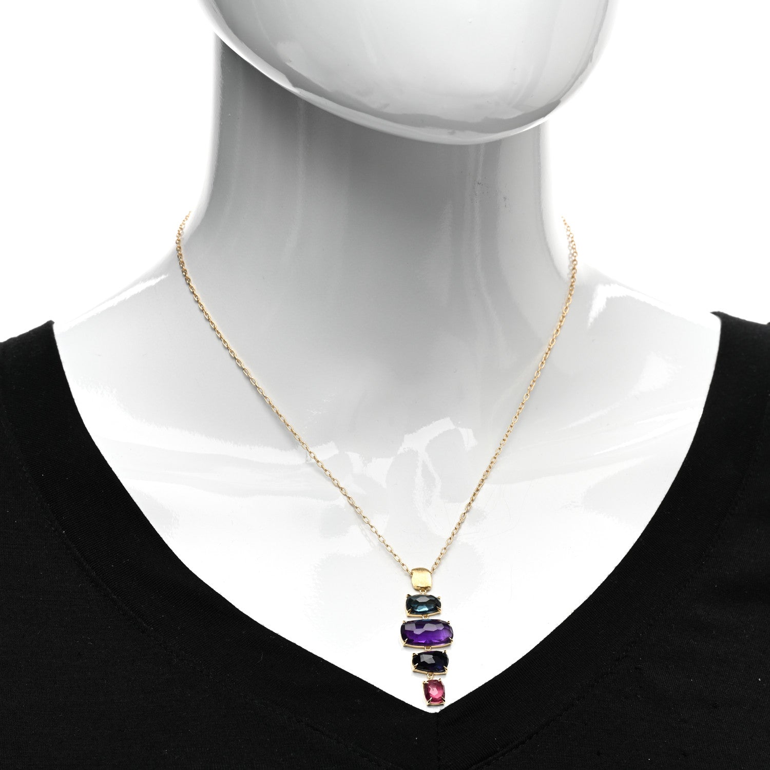 Marco Bicego 18K Yellow Gold Multi Gemstone Murano Pendant Necklace 2 of 5