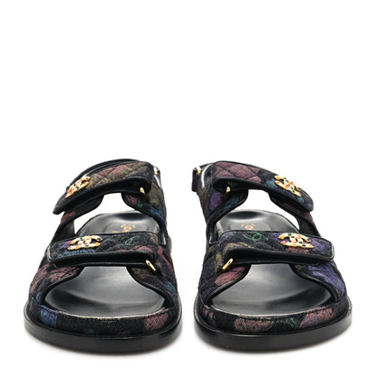 Chanel Denim Quilted Dad Sandals 39.5 Black Multicolor 2 of 8