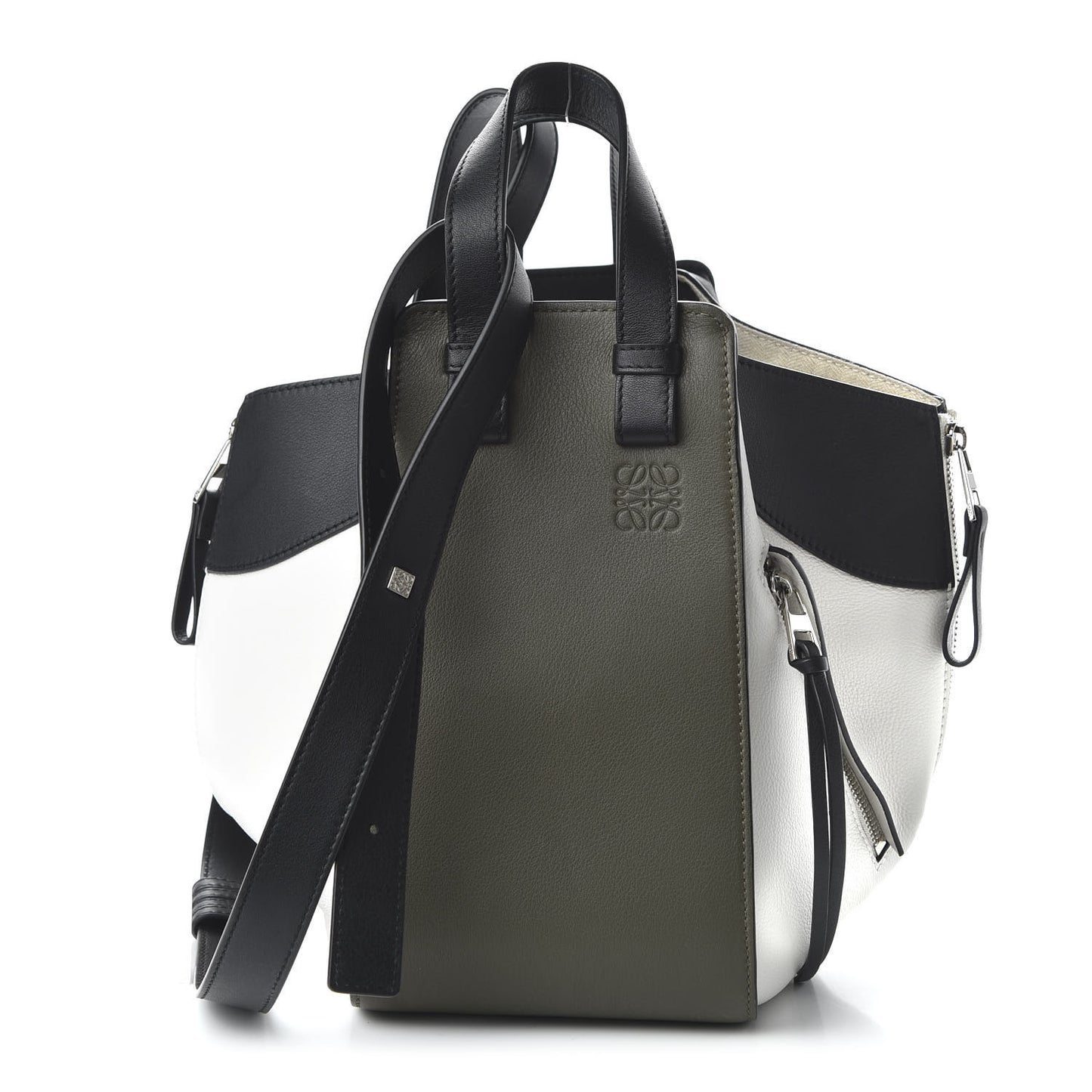 Calfskin Small Hammock Shoulder Bag Khaki Green Soft White