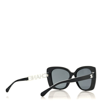 Chanel Acetate Strass Square Sunglasses 5422-B Black White 4 of 7