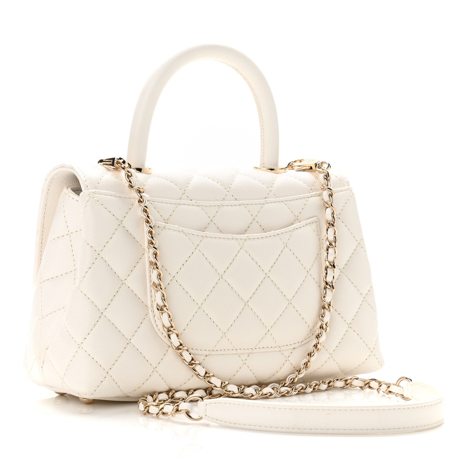 Chanel Caviar Quilted Mini Coco Handle Flap White 3 of 11