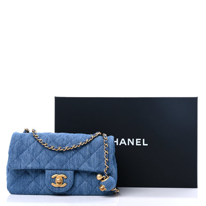 Chanel Denim Quilted Mini Pearl Crush Rectangular Flap Blue 10 of 10