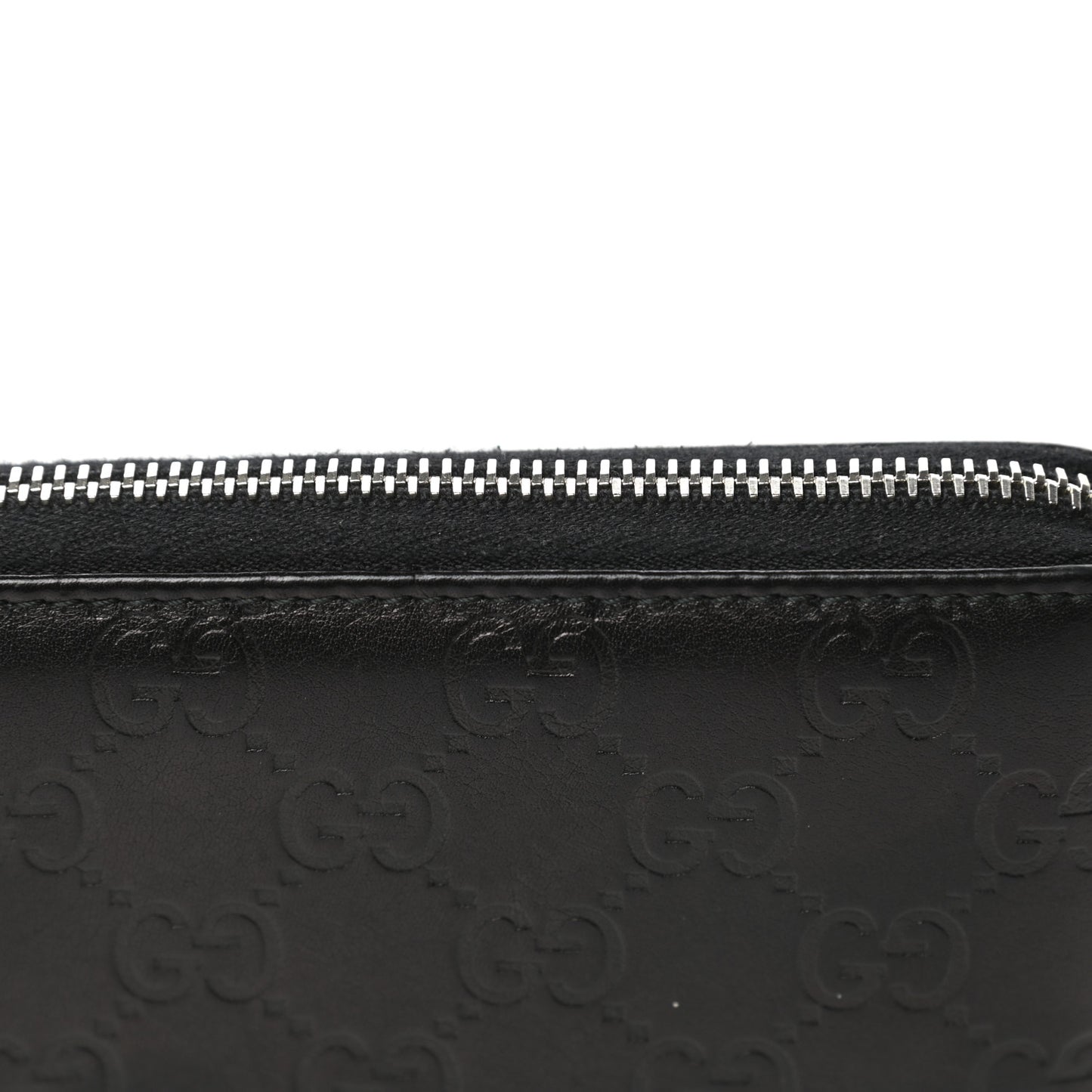 Guccissima Large Twins Zip Around Wallet Black