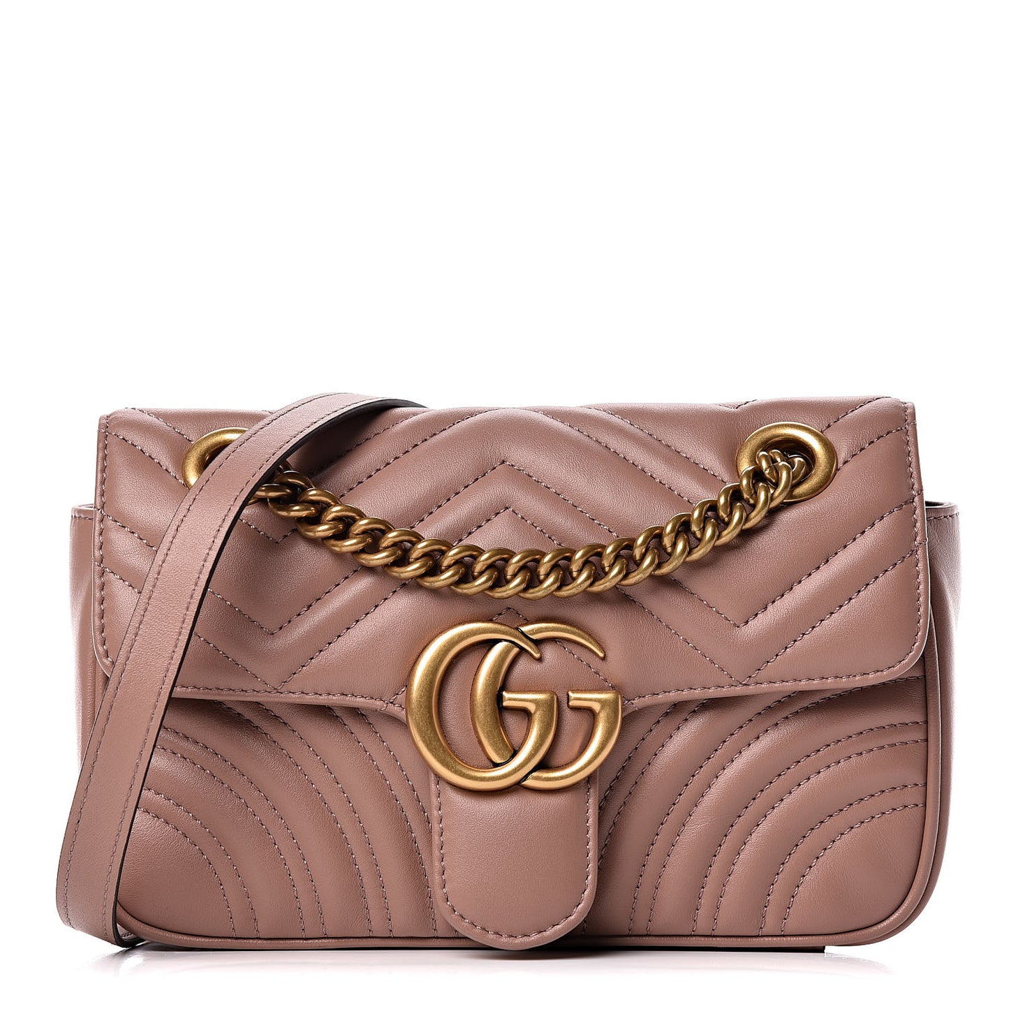 Calfskin Matelasse Mini GG Marmont Shoulder Bag Porcelain Rose