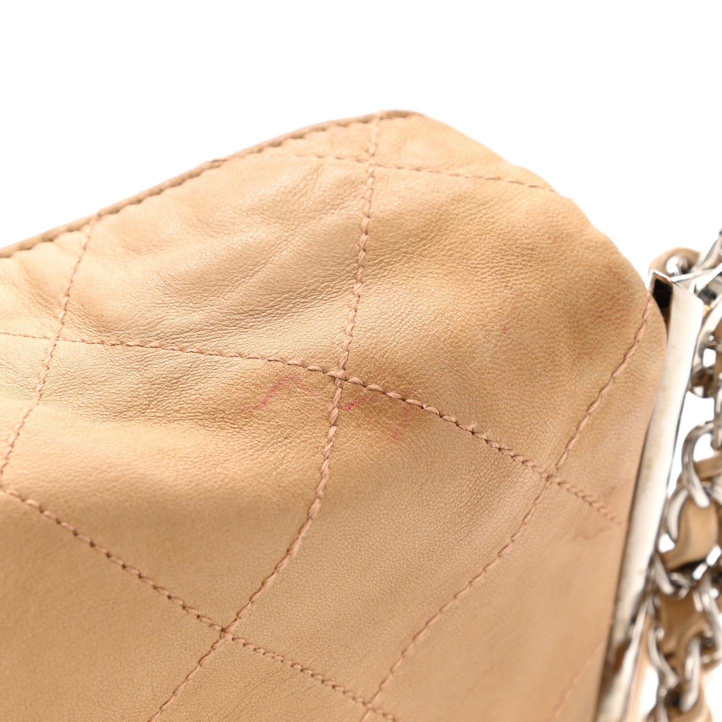 Lambskin Stitched Medium Ultimate Soft Tote Beige
