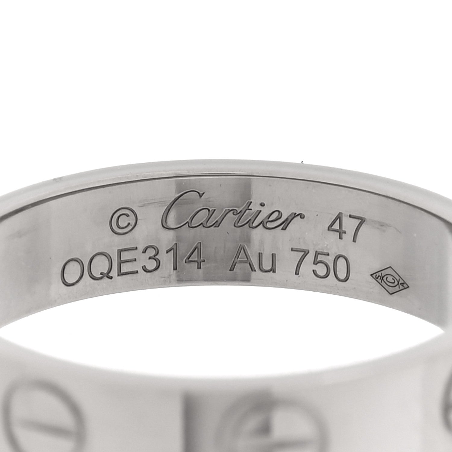 Cartier 18K White Gold 3.5mm LOVE Wedding Band Ring 47 4 4 of 5
