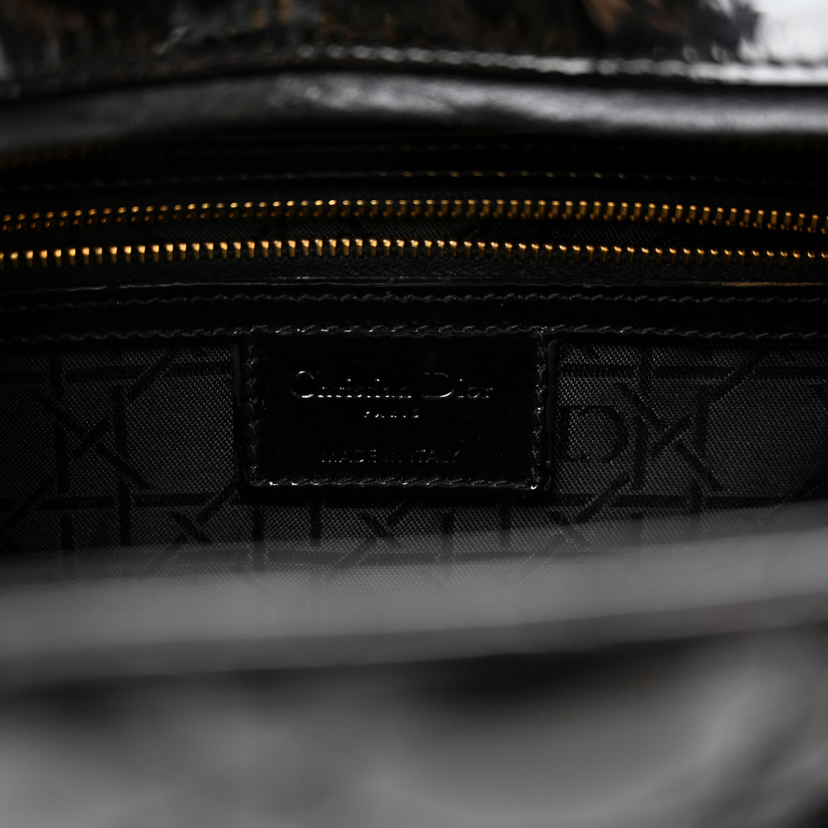 Patent Cannage Large Lady Dior Black