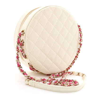 Chanel Lambskin Coco Lifesaver Round Bag Pink White 3 of 11