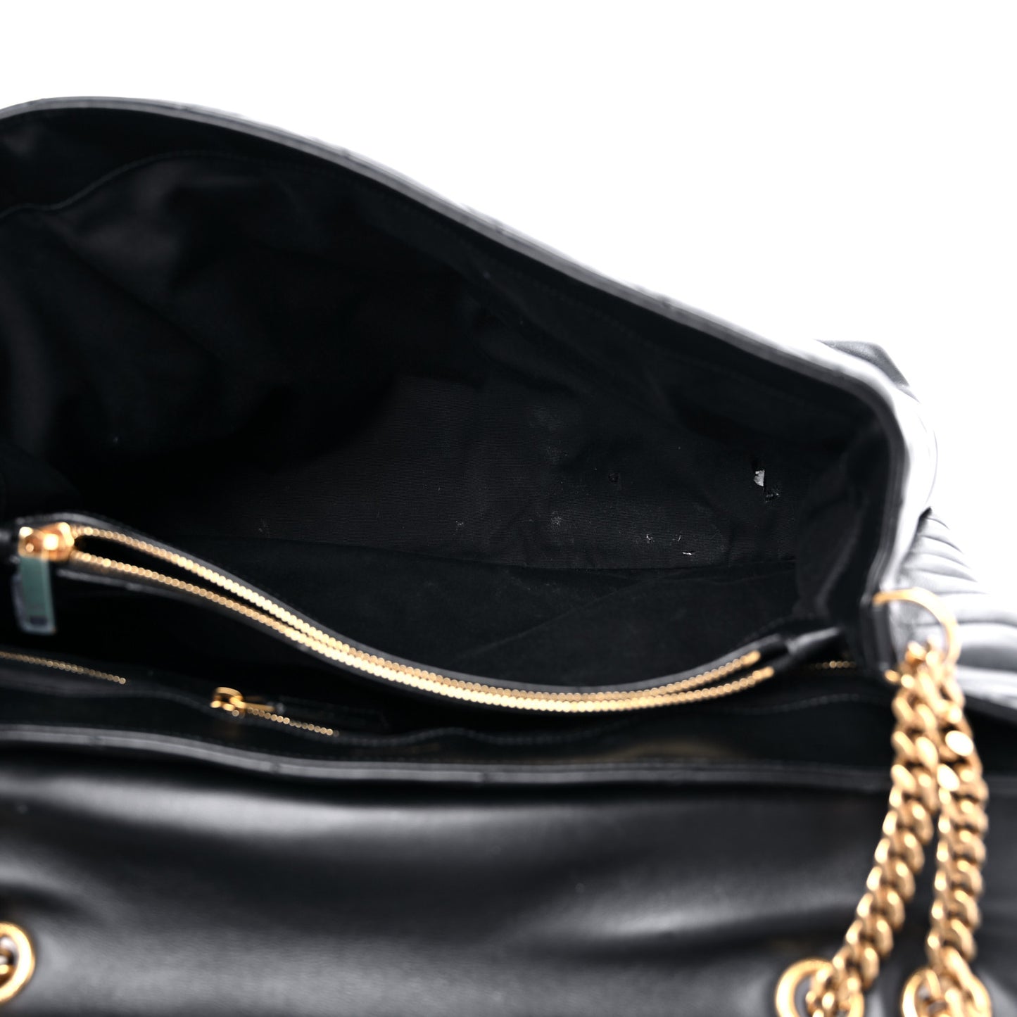Calfskin Y Quilted Monogram Large Loulou Chain Satchel Black