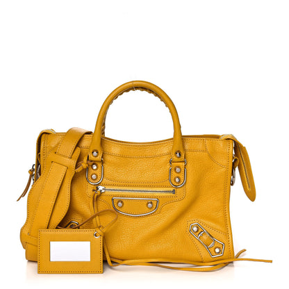 Balenciaga Chevre Silver Metallic Edge Hardware S City Jaune Epi 1 of 11