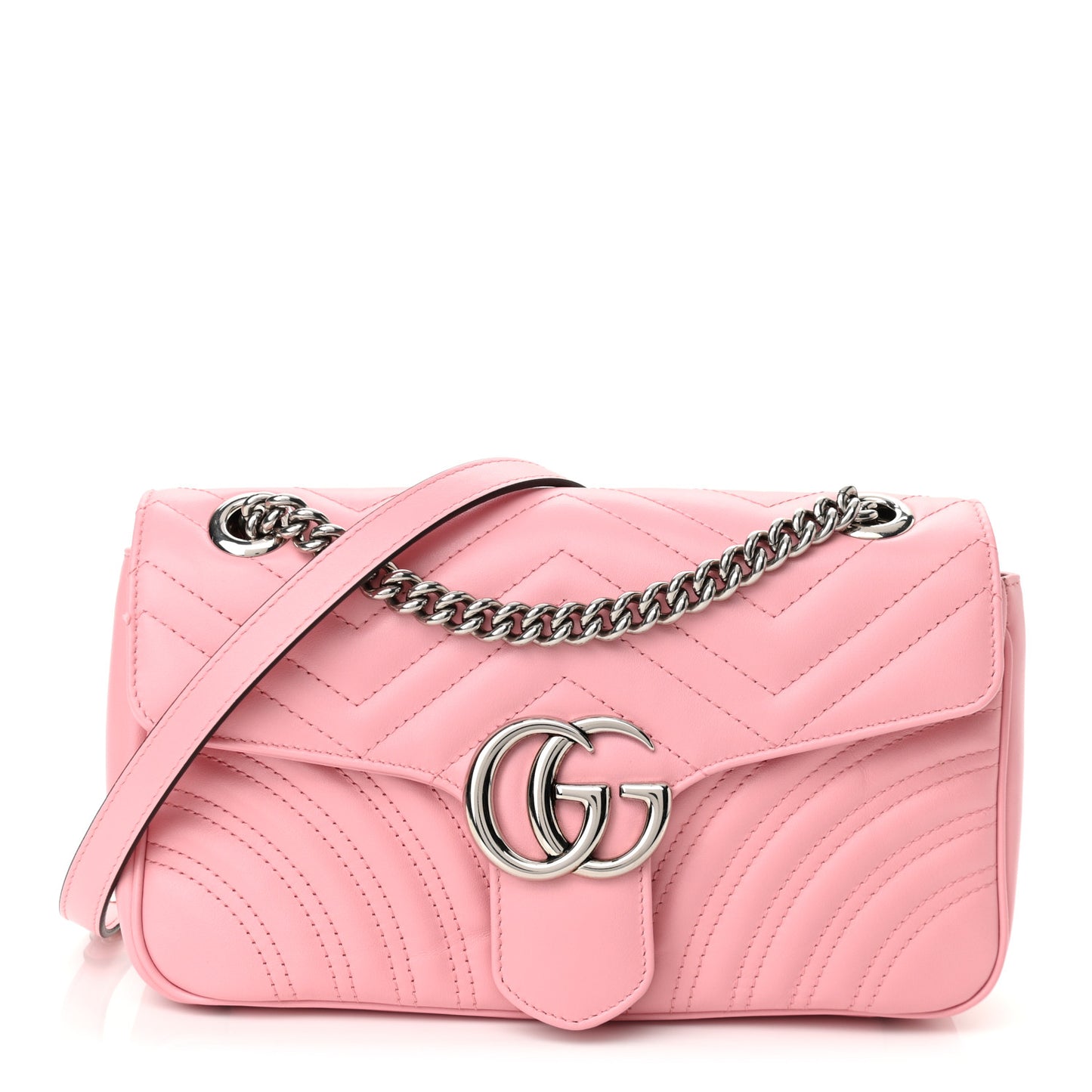 Calfskin Matelasse Small GG Marmont Shoulder Bag Wild Rose