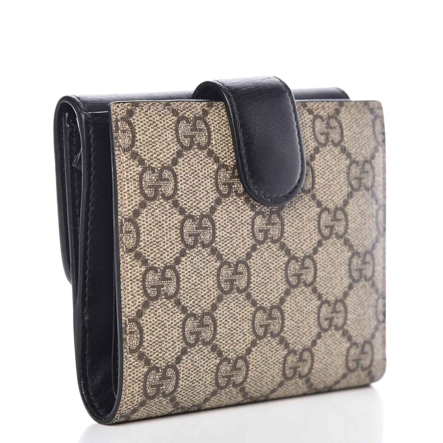 GG Supreme Monogram Pearl Studded French Wallet Black