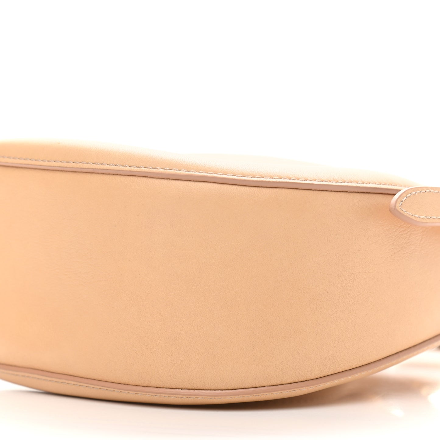 Small Grain Calfskin Kiss Bag Sandy Beige