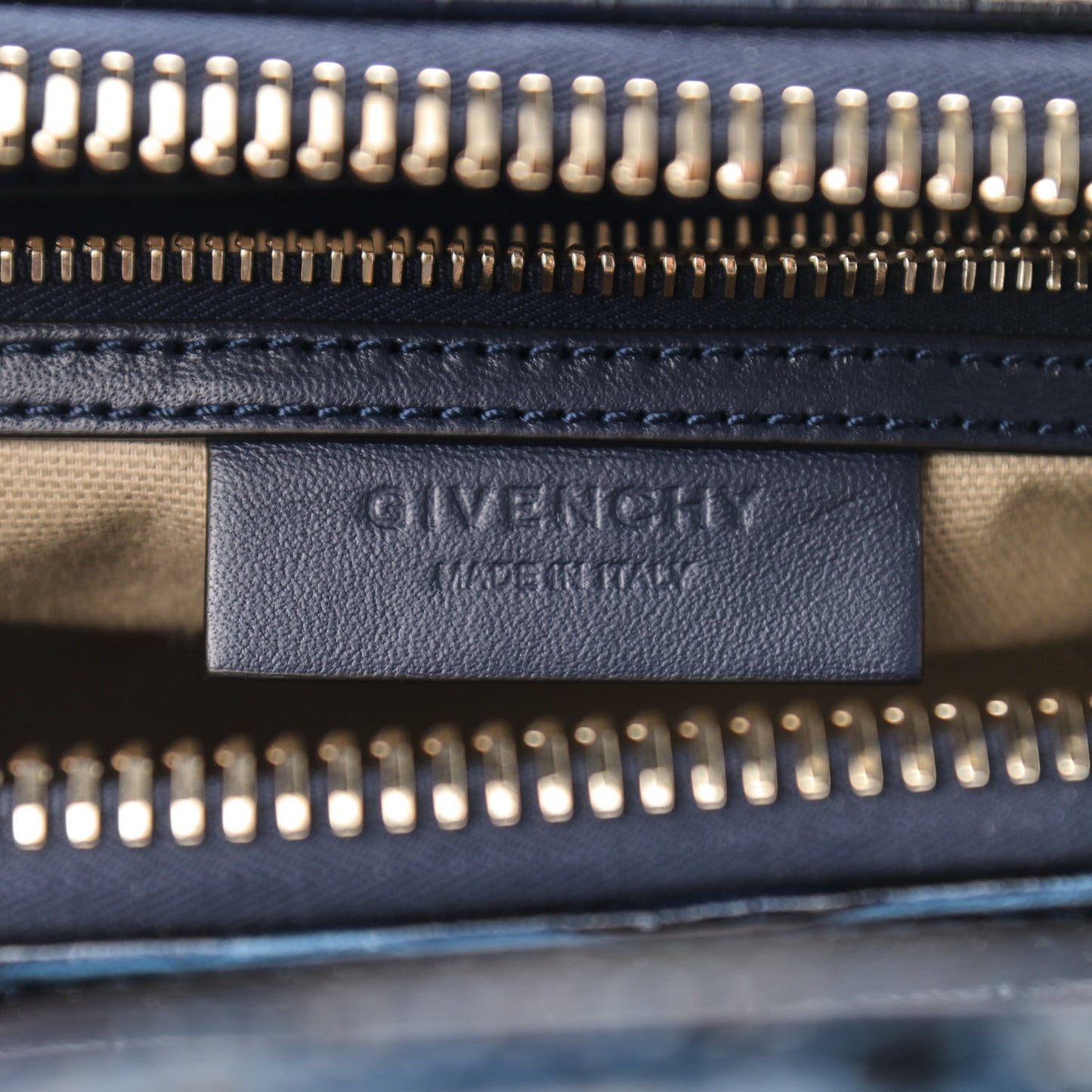 Calfskin Crocodile Embossed Small Antigona Navy