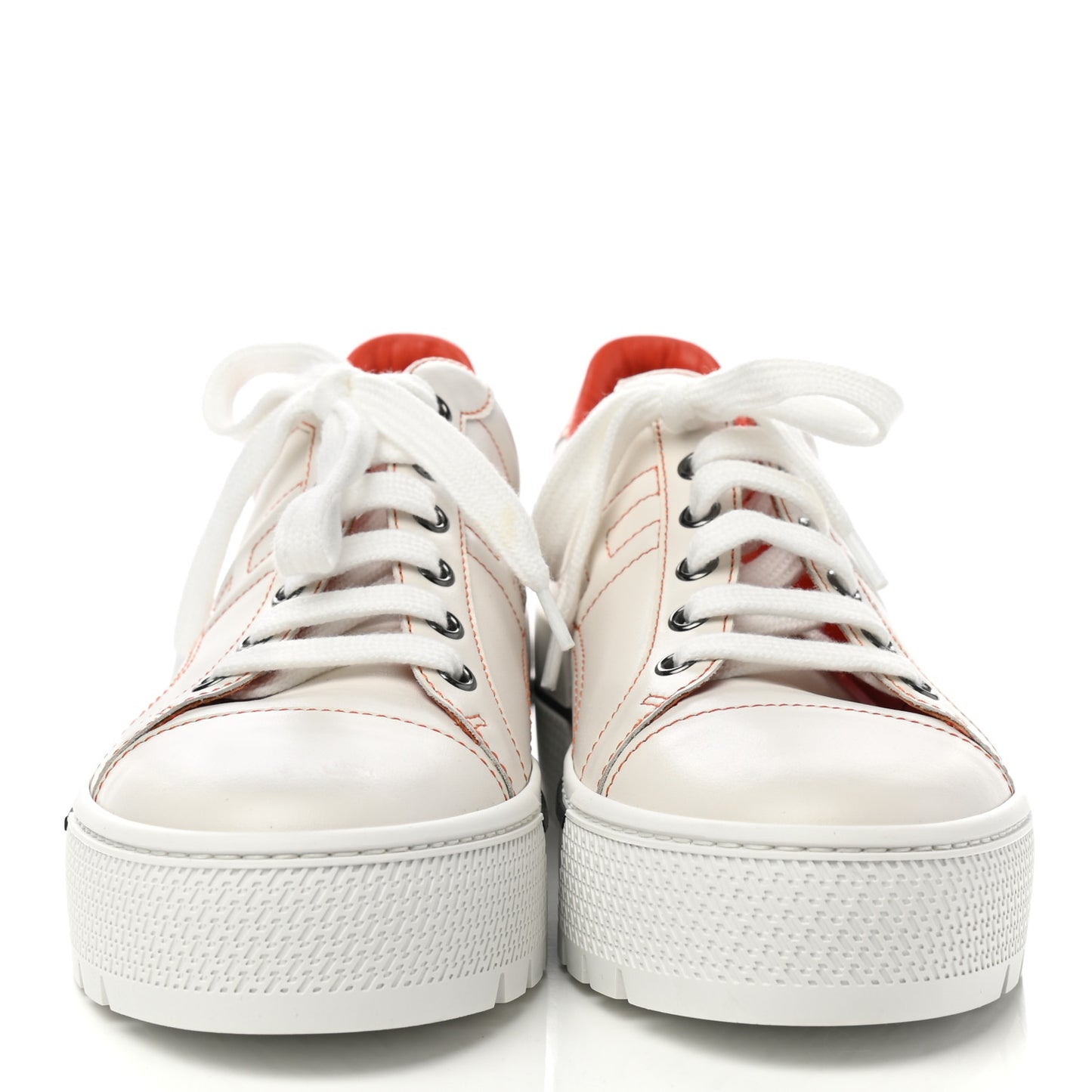 Calfskin Womens Voltage Sneakers 37 White Orange
