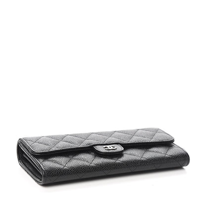 Chanel Caviar Quilted Large Gusset Flap Wallet Black 3 of 7