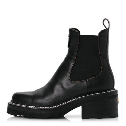 Louis Vuitton Calfskin Monogram Beaubourg Ankle Boots 38 Black 1 of 14