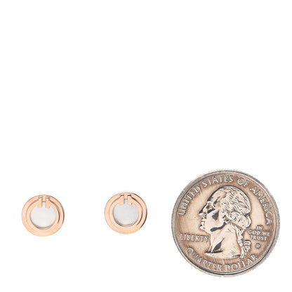 Tiffany 18K Rose Gold Mother of Pearl T Circle Earrings 2 of 5