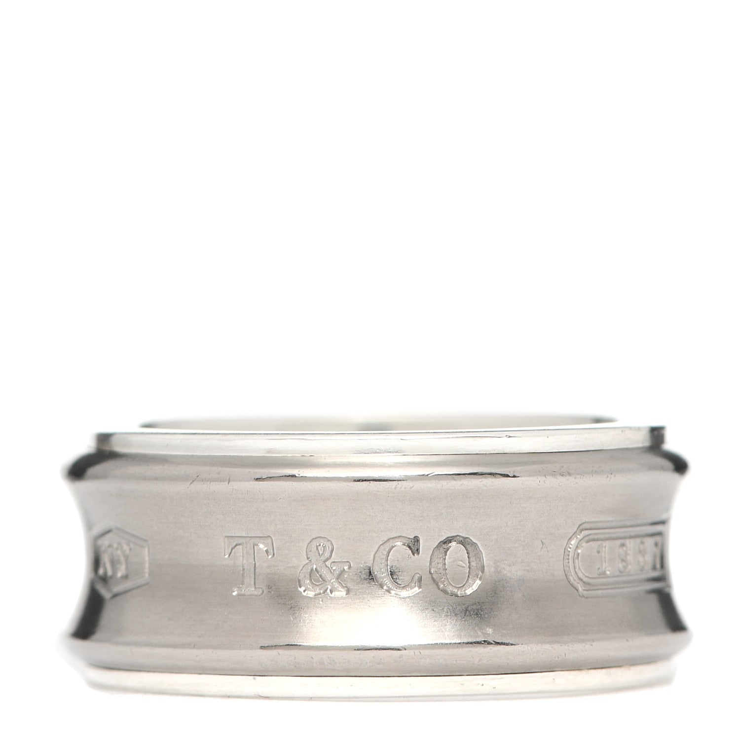 Tiffany Sterling Silver Titanium 1837 Band Ring 49 5 1 of 5