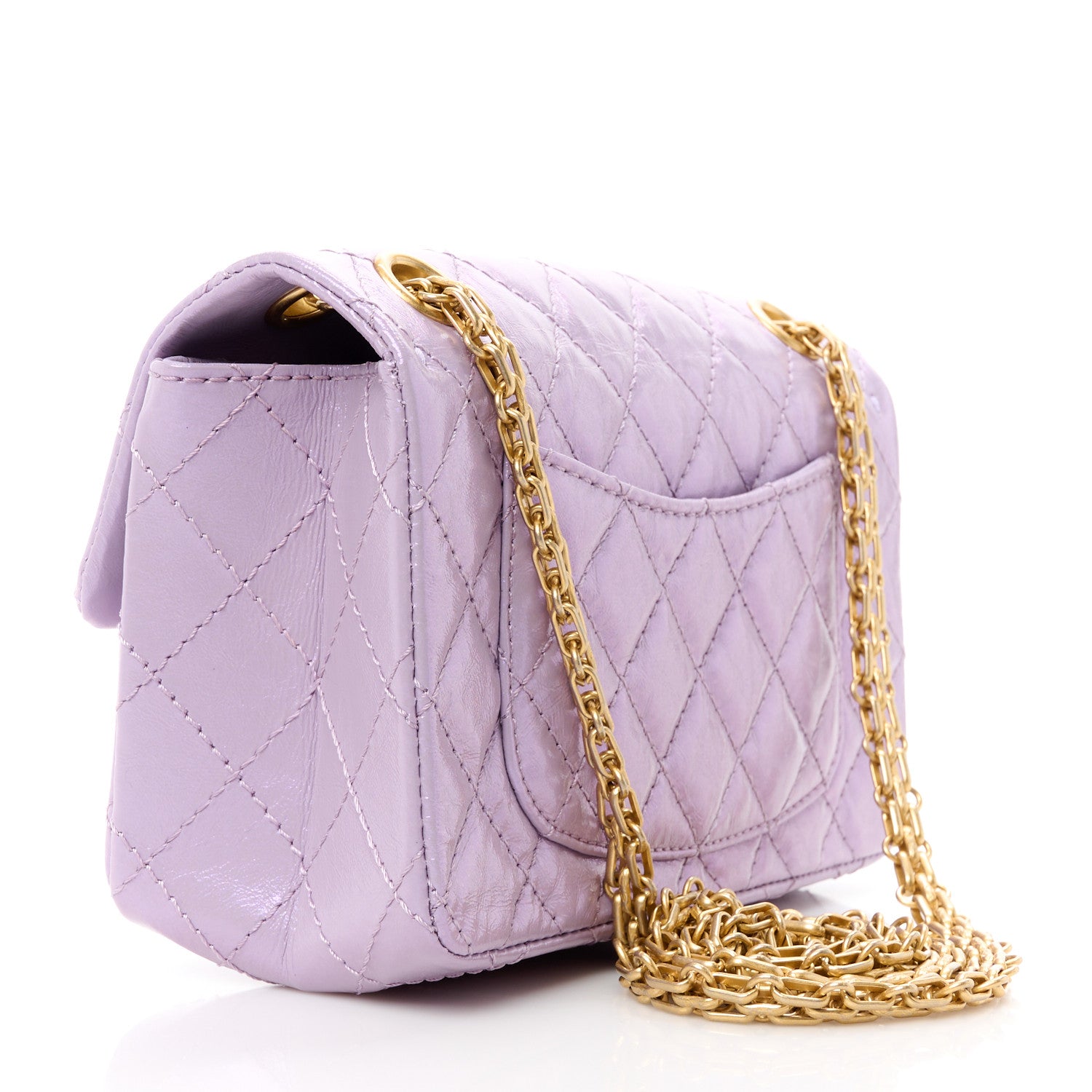 Chanel Glittered Aged Calfskin Quilted Mini 2.55 Reissue Flap Lilac 3 of 11