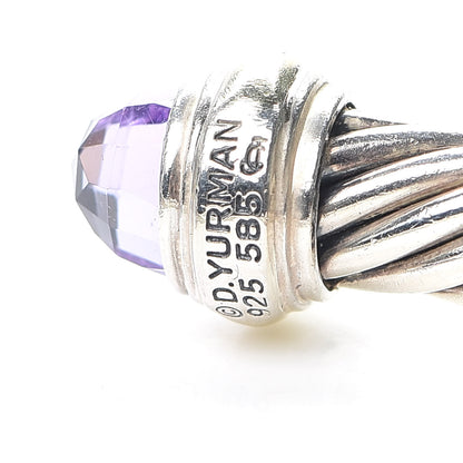 David Yurman Sterling Silver 14K Yellow Gold Amethyst 7mm Cable Classics Bracelet 5 of 5