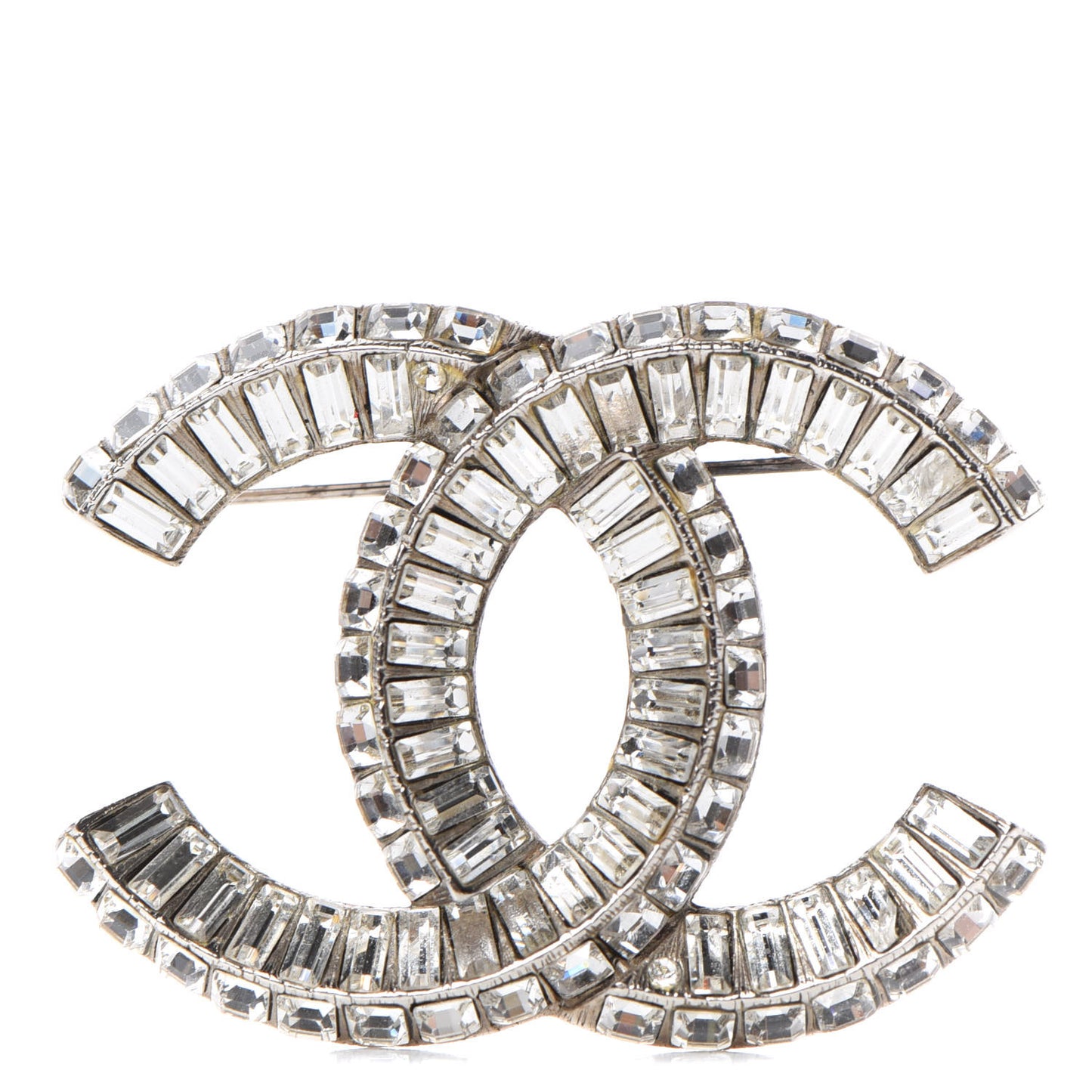 Baguette Crystal CC Brooch Silver