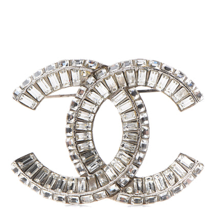 Chanel Baguette Crystal CC Brooch Silver 1 of 5