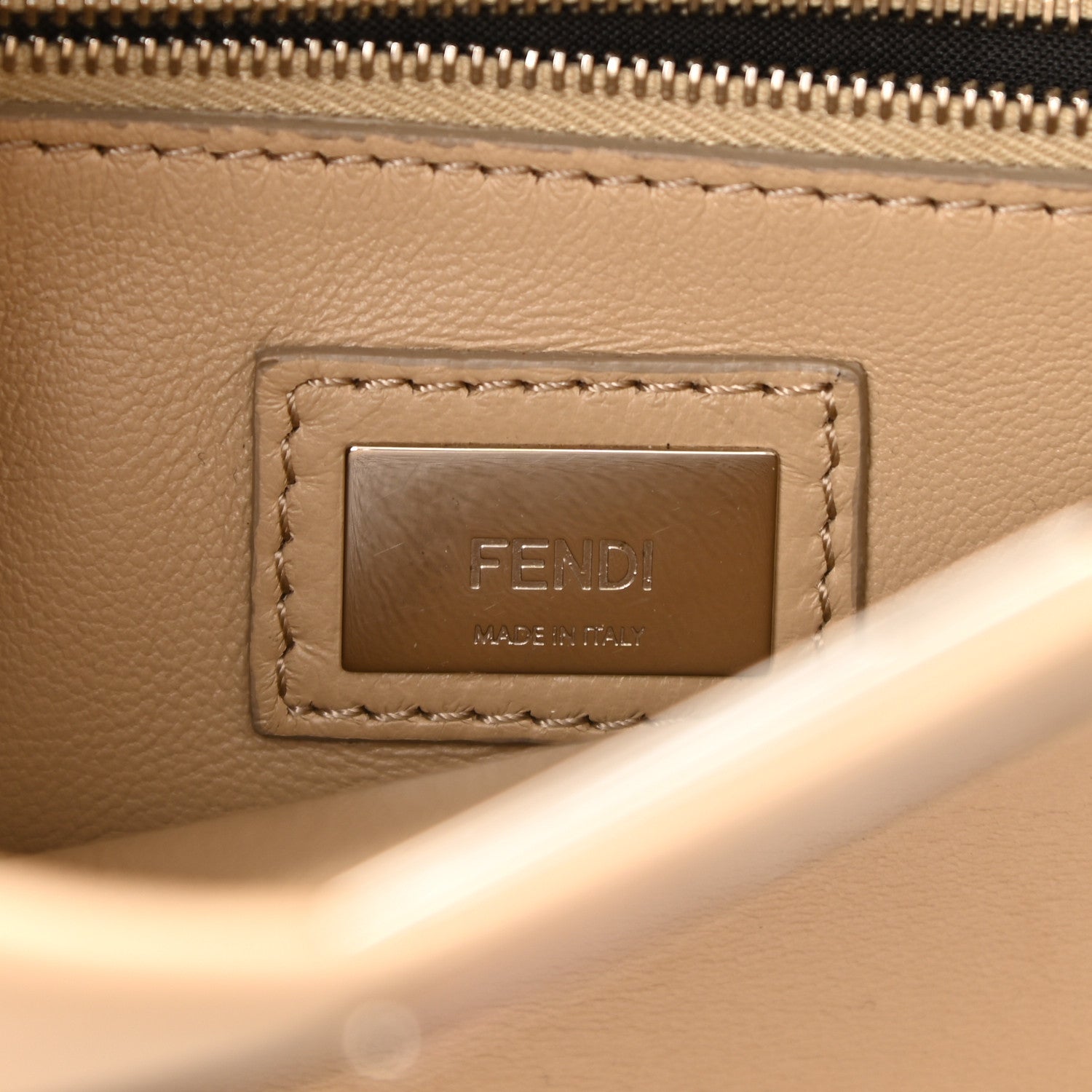 Fendi Nappa Ribbon Lace Up Mini Peekaboo Iconic Satchel Beige 7 of 10