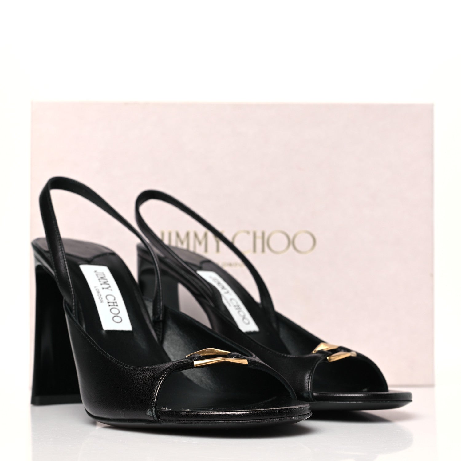 Jimmy Choo Nappa Lev 95 Peep Toe Slingback Pumps 39.5 Black 10 of 10