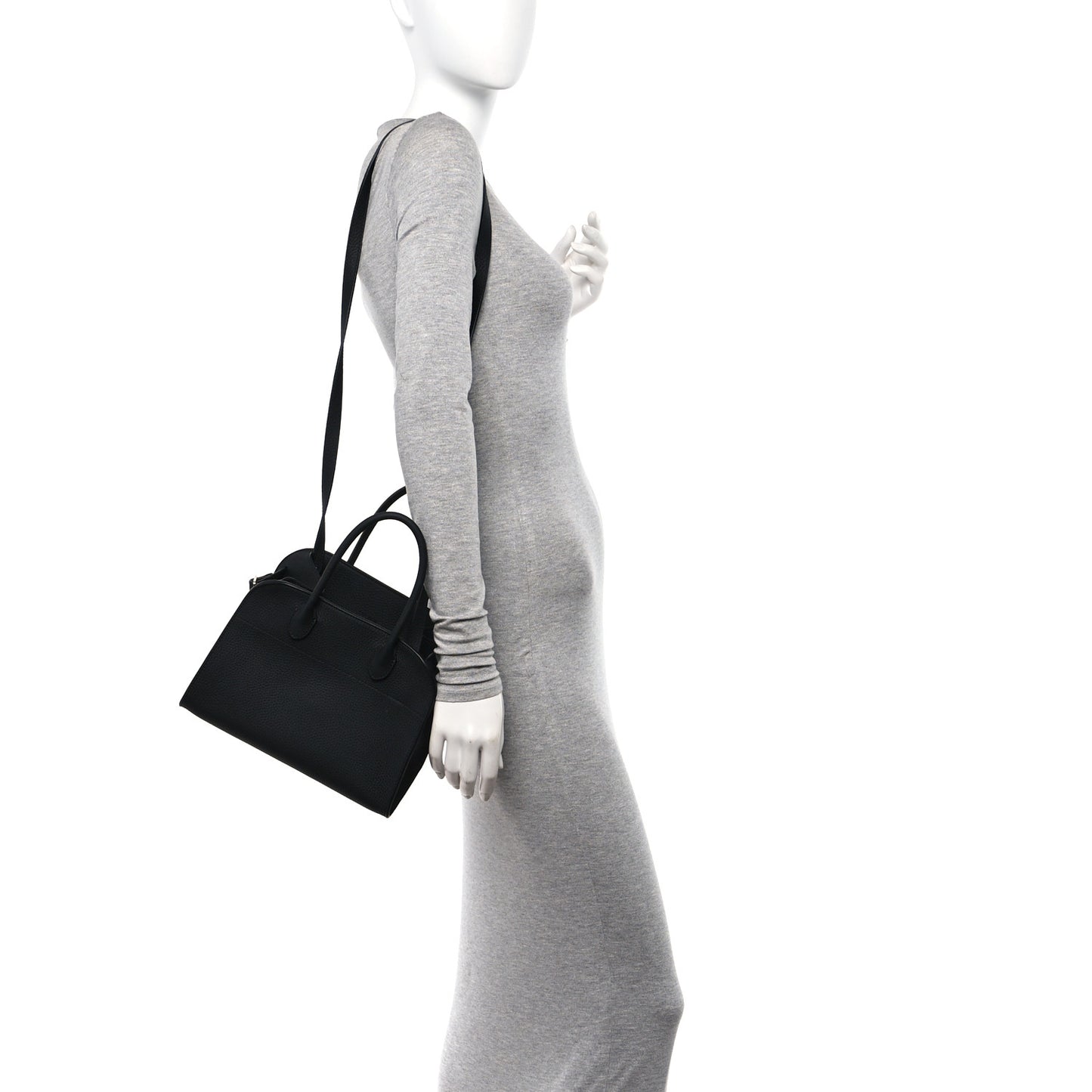 Grained Calfskin Soft Margaux 10 Bag Black