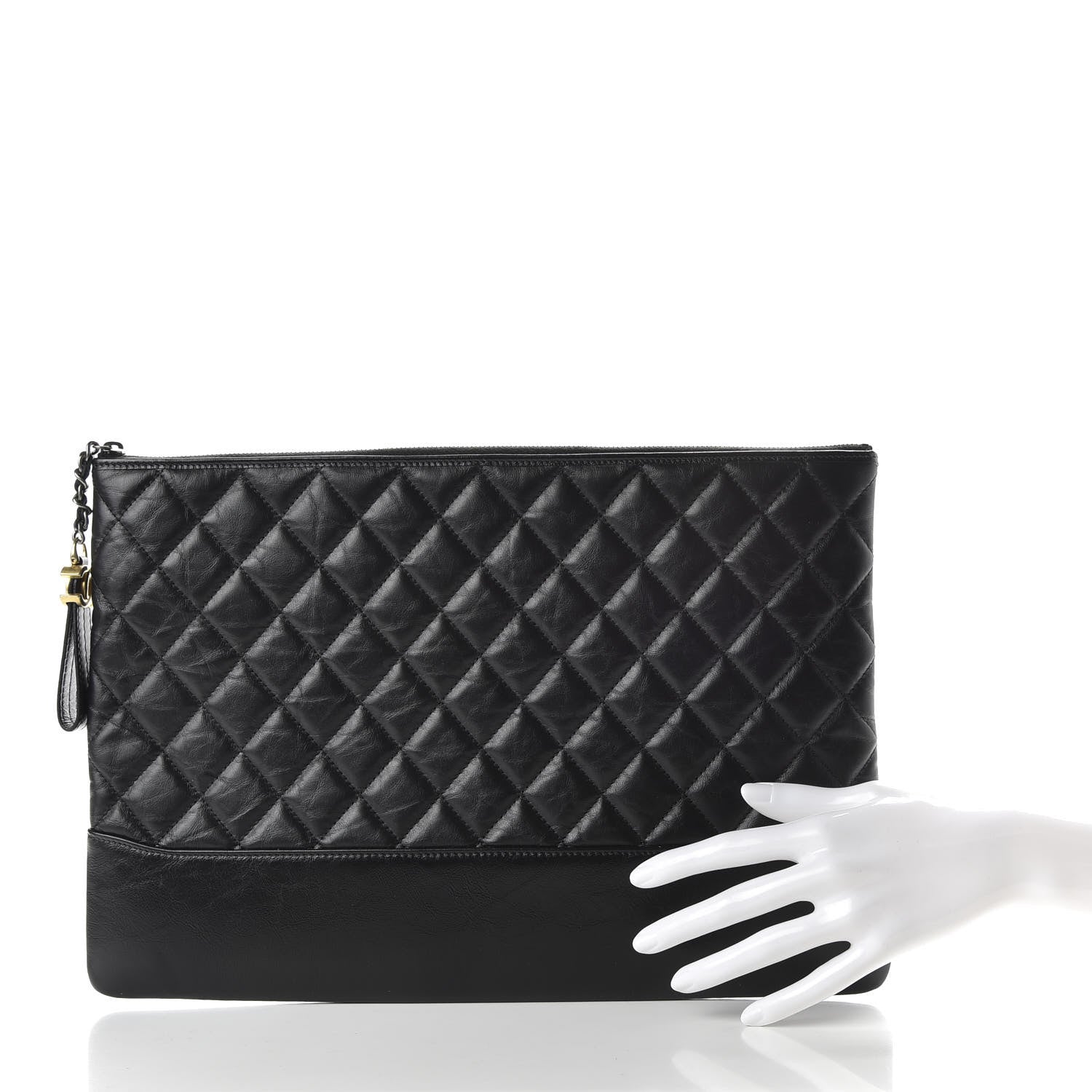 Chanel Aged Calfskin Quilted Large Gabrielle Cosmetic Case Black 2 of 8