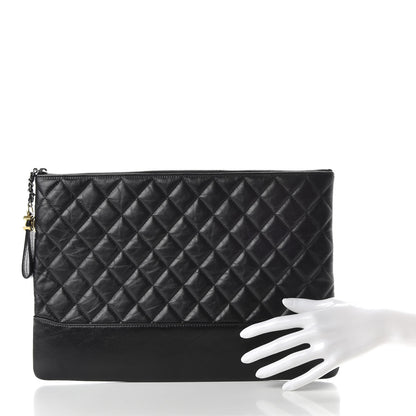 Chanel Aged Calfskin Quilted Large Gabrielle Cosmetic Case Black 2 of 8