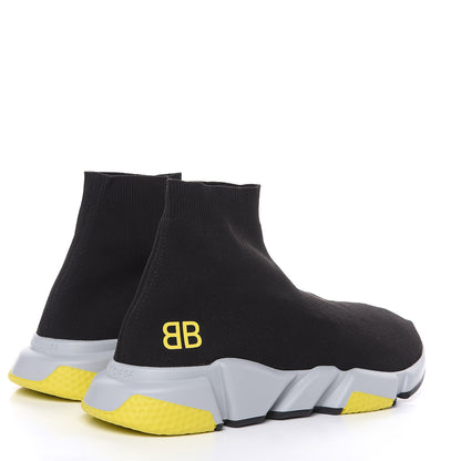 Balenciaga Neoprene Knit BB Mens Speed Sneakers 45 Black Grey Yellow 4 of 8