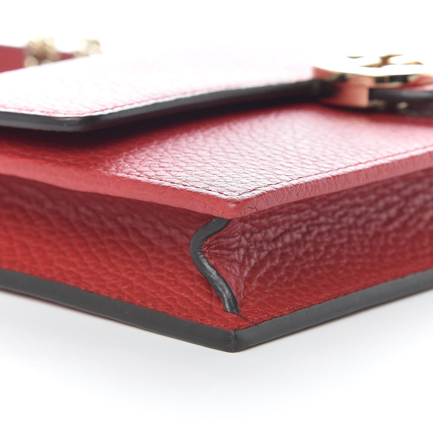 Dollar Calfskin Interlocking G Chain Wallet Red