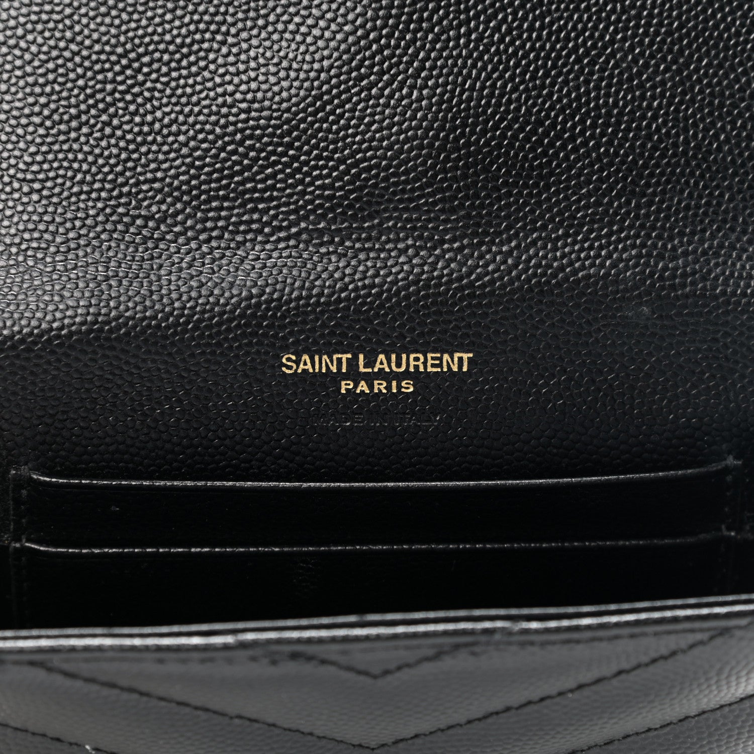 Saint Laurent Grain De Poudre Matelasse Chevron Small Monogram Envelope Wallet Black 6 of 7