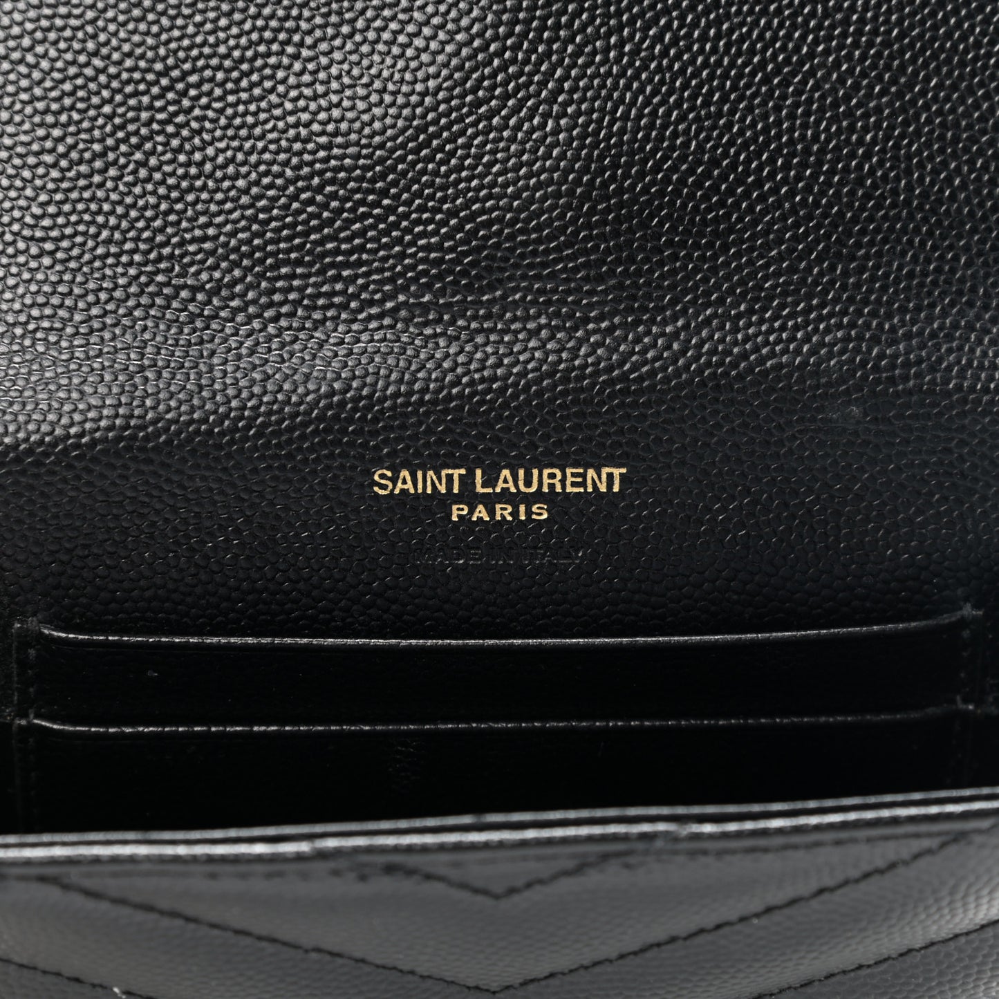 Grain De Poudre Matelasse Chevron Small Monogram Envelope Wallet Black