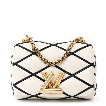 Louis Vuitton Lambskin Malletage Pico GO-14 White Black 1 of 11