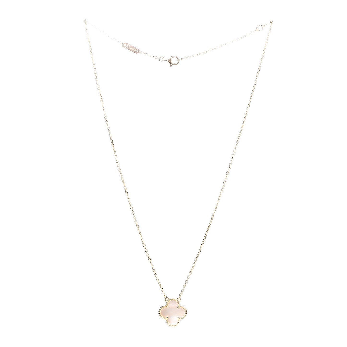 18K Yellow Gold Mother of Pearl Vintage Alhambra Pendant Necklace