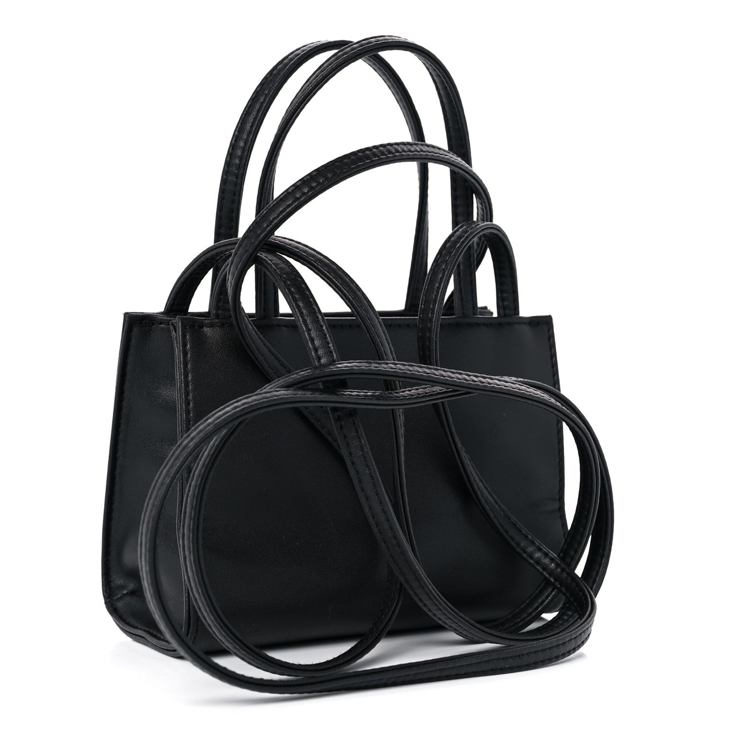 Vegan Leather Small Shopping Bag Black