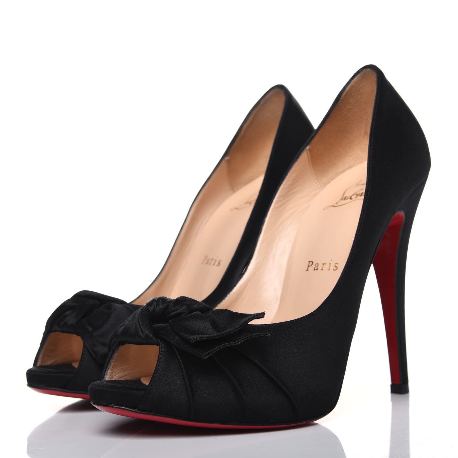 Christian Louboutin Crepe Satin Madame Butterfly 120 Pumps 38.5 Black 3 of 15