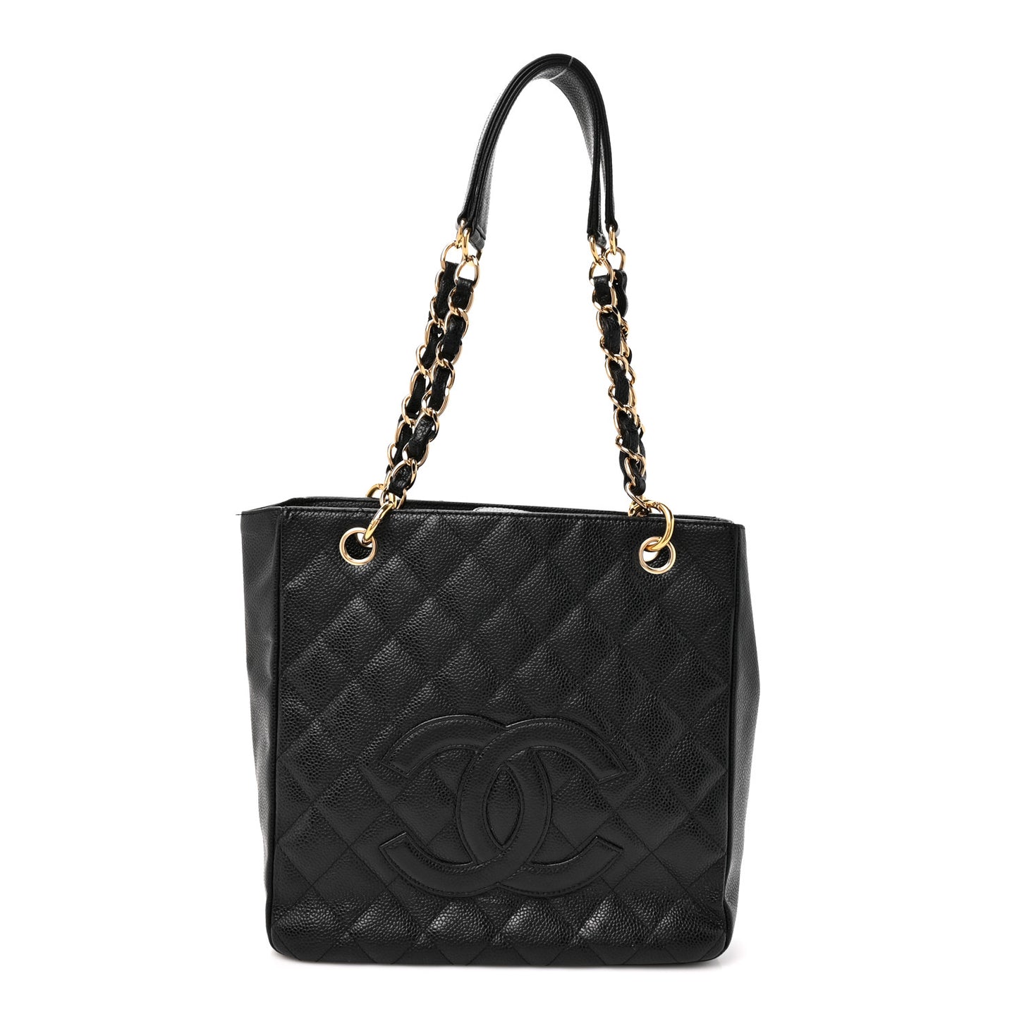 Caviar Quilted Petit Shopping Tote PST Black