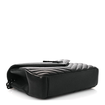 Saint Laurent Sheepskin Matelasse Chevron Monogram Monochrome Medium College Bag Black 4 of 11