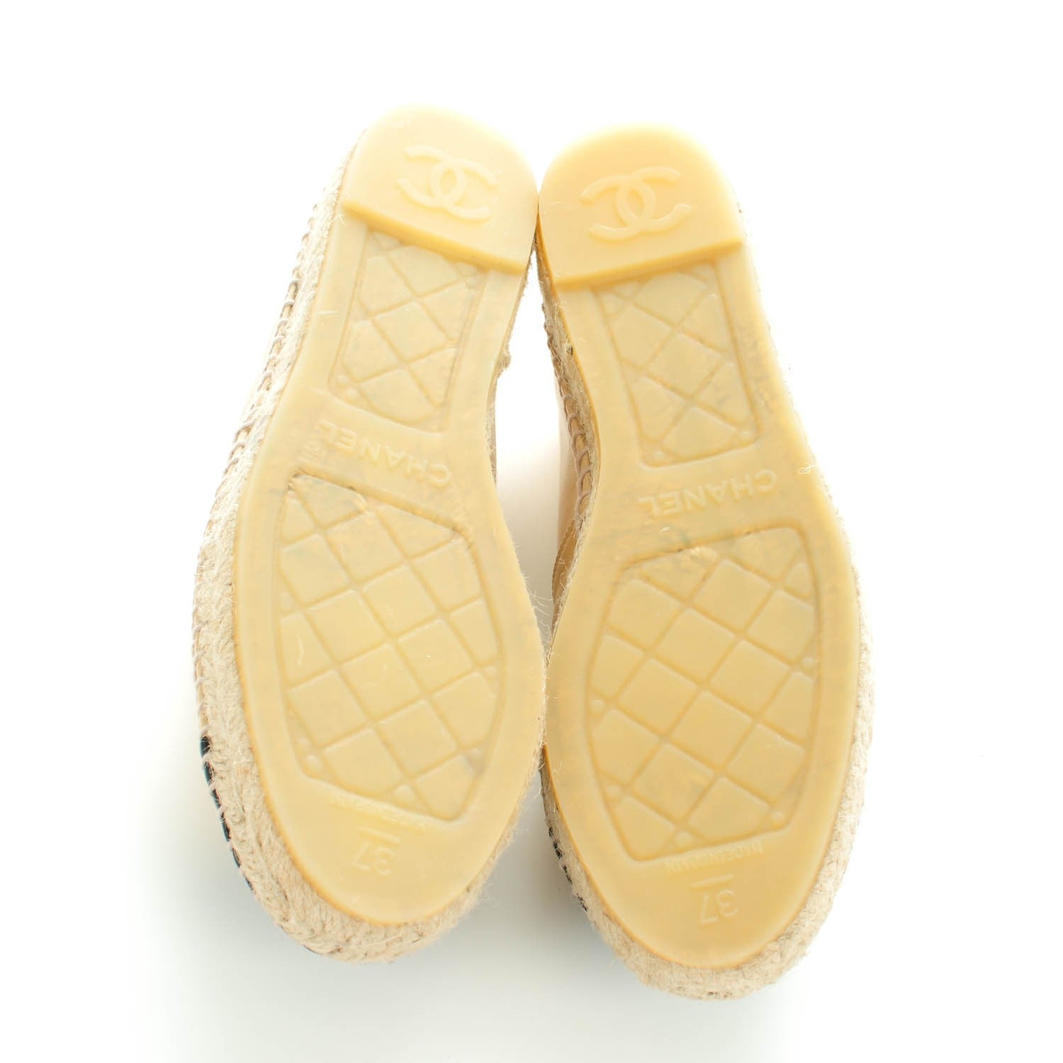 Chanel Lambskin CC Espadrilles 37 Beige Black 6 of 9