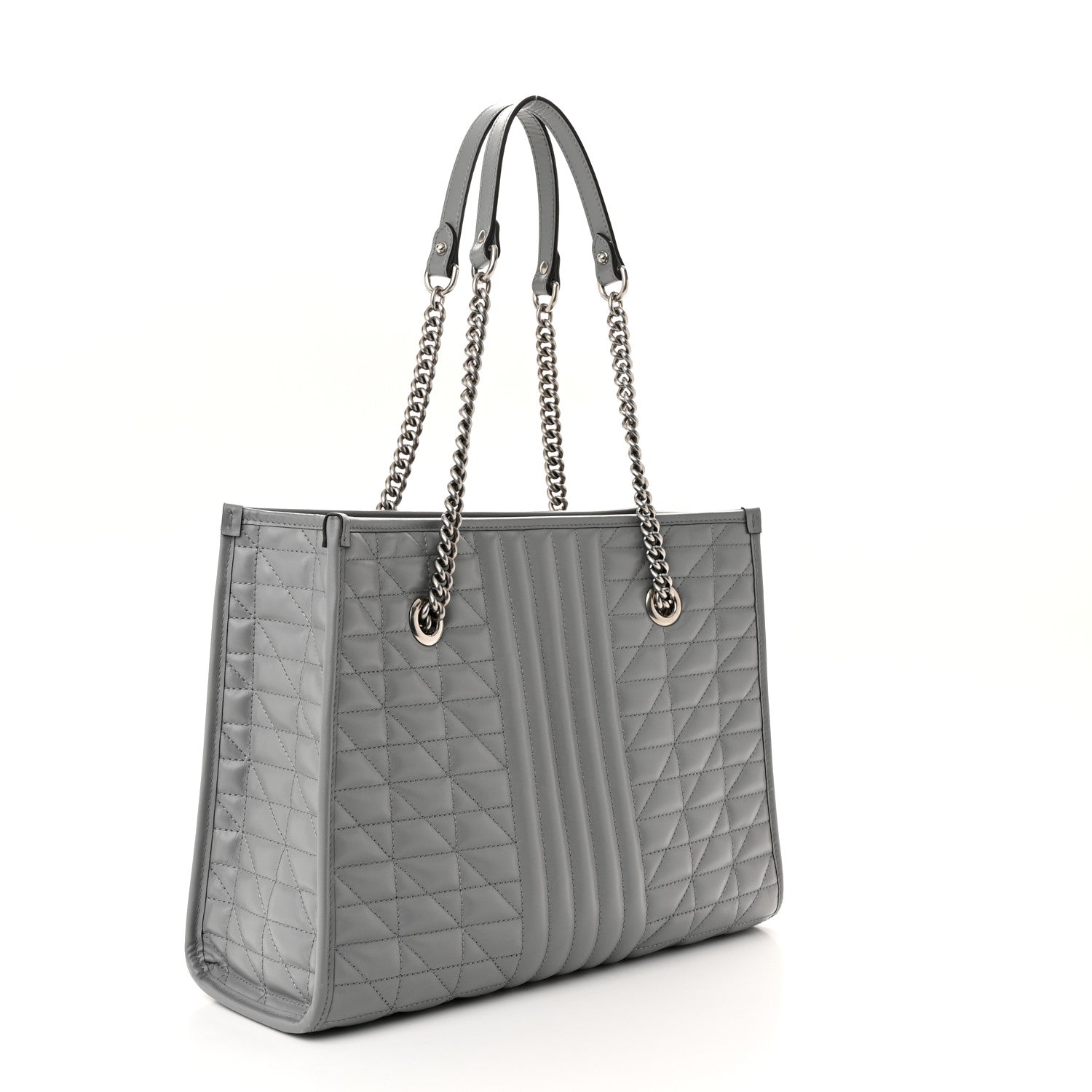 Gucci Calfskin Matelasse Aria Medium GG Marmont Shoulder Tote Deep Grey 3 of 9