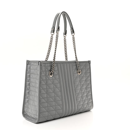 Gucci Calfskin Matelasse Aria Medium GG Marmont Shoulder Tote Deep Grey 3 of 9