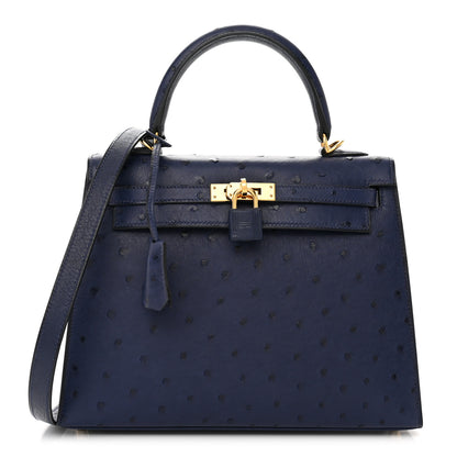 Hermes Ostrich Kelly Sellier 25 Bleu Iris 1 of 12